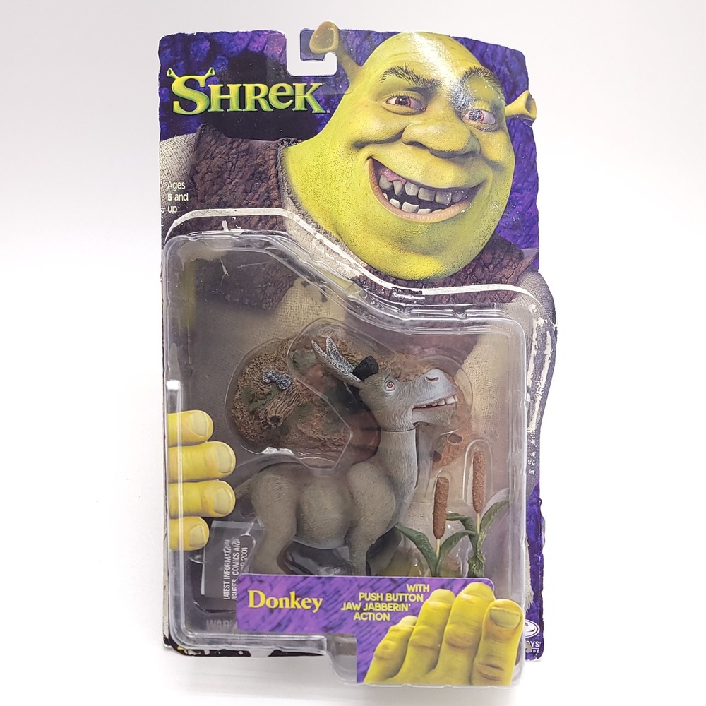 McFarlane Toys Shrek Donkey Action Figure 2001 Jaw Jabberin Action OPENED